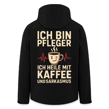 Amateur de café Soignant Humour Design - Veste softshell homme en polyester recyclé Stanley/Stella - noir - Dos - AI Model Male 185 light (185cm)