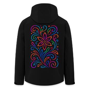 Leuchtendes florales Mandala - Recycelte Männer Softshell-Jacke von Stanley/Stella - Schwarz - Hinten - AI Model Male 185 light (185cm)