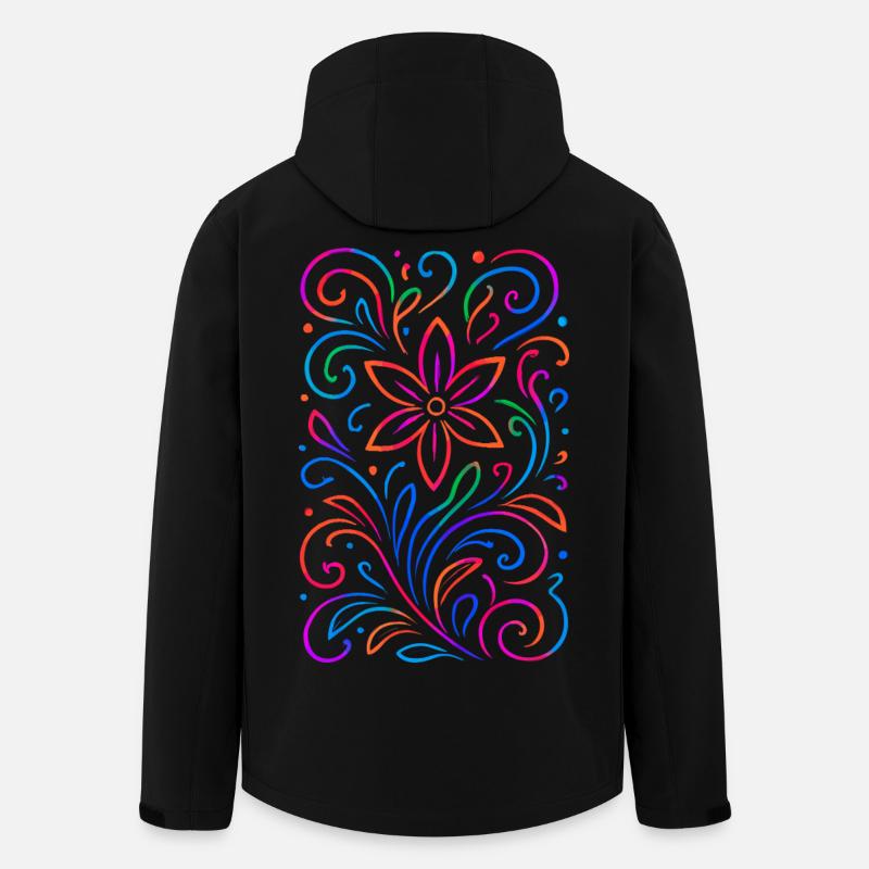 Leuchtendes florales Mandala - Recycelte Männer Softshell-Jacke von Stanley/Stella - Schwarz