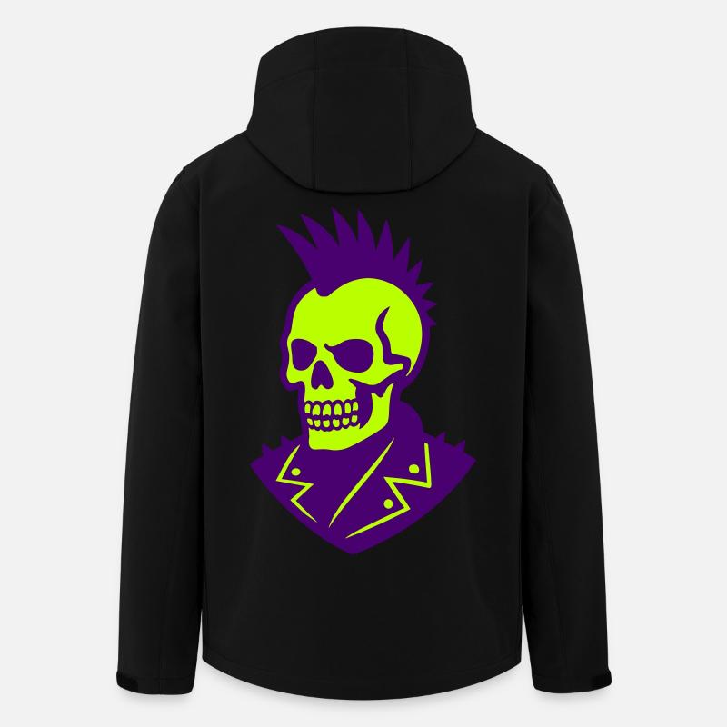 Illustration de crâne punk sur néon - Veste softshell homme en polyester recyclé Stanley/Stella - noir