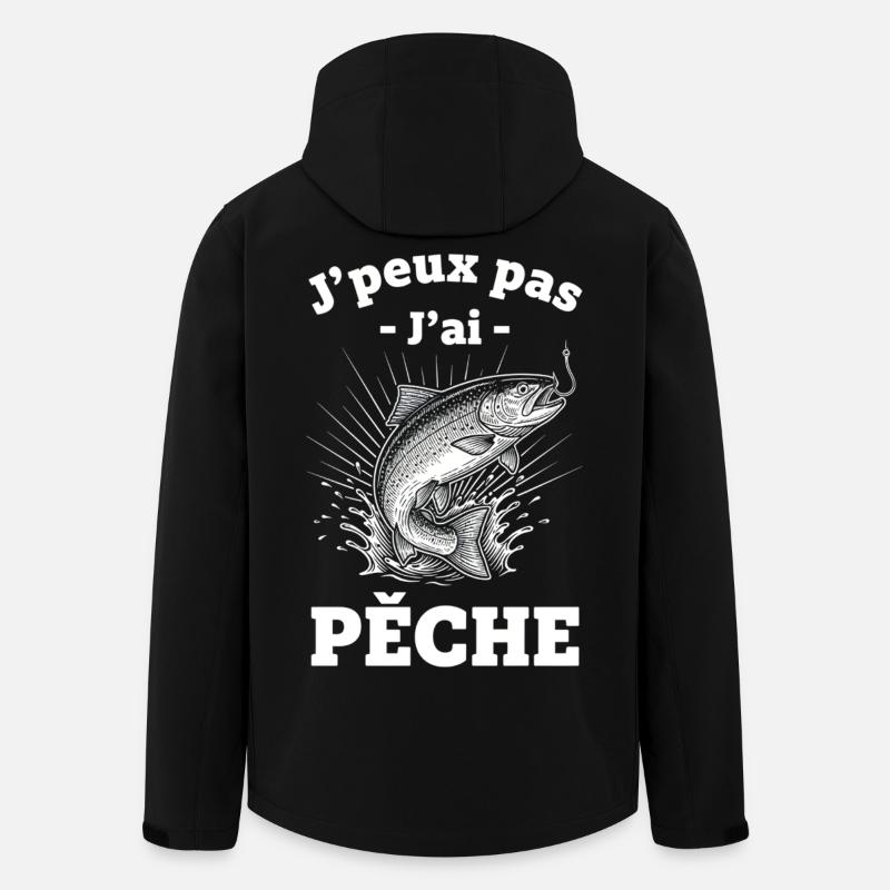 J'peux pas j'ai Pêche - Veste softshell homme en polyester recyclé Stanley/Stella - noir