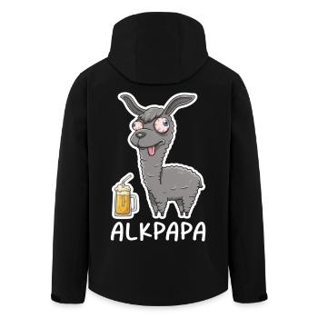 Alkpapa Alpaga avec chope de bière – Diction drôle - Veste softshell homme en polyester recyclé Stanley/Stella - noir - Dos - AI Model Male 185 light (185cm)