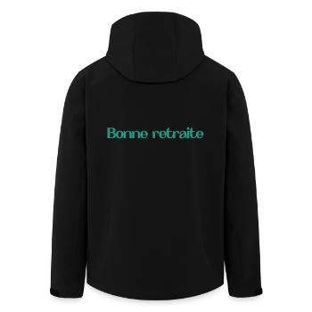 RETIREMENT. HAPPY RETIREMENT. HAPPY RETREAT - Men’s Recycled Softshell Jacket by Stanley/Stella - black - Back - AI Model Male 185 light (185cm)