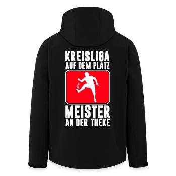 KREISLIGA / BIER / SPORT / FUßBALL - Recycelte Männer Softshell-Jacke von Stanley/Stella - Schwarz - Hinten - AI Model Male 185 light (185cm)