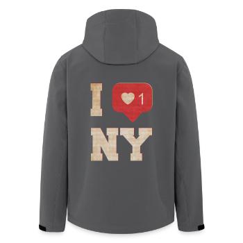 I love New York - Men’s Recycled Softshell Jacket by Stanley/Stella - black - Back - AI Model Male 185 light (185cm)