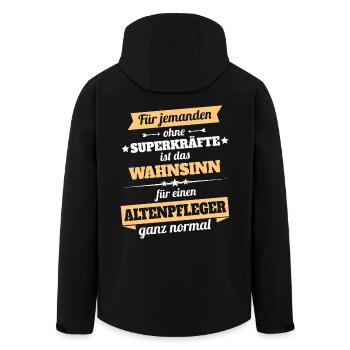 Altenpfleger Altenpflegerin - Held - Recycelte Männer Softshell-Jacke von Stanley/Stella - Schwarz - Hinten - AI Model Male 185 light (185cm)