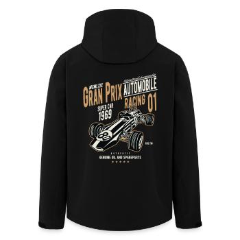 GRAND PRIX SUPER CAR - Motif de voiture de course vintage - Veste softshell homme en polyester recyclé Stanley/Stella - noir - Dos - AI Model Male 185 light (185cm)