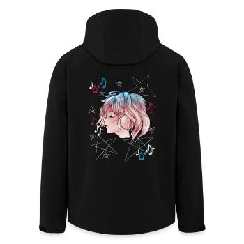 Manga Girl with Headphone Anime - Men’s Recycled Softshell Jacket by Stanley/Stella - black - Back - AI Model Male 185 light (185cm)