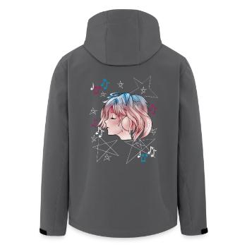 Manga Girl mit Kopfhörer Anime - Recycelte Männer Softshell-Jacke von Stanley/Stella - Anthrazit - Hinten - AI Model Male 185 light (185cm)