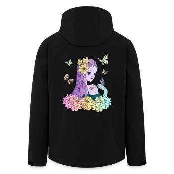 Manga girl avec des papillons - Veste softshell homme en polyester recyclé Stanley/Stella - noir - Dos - AI Model Male 185 light (185cm)