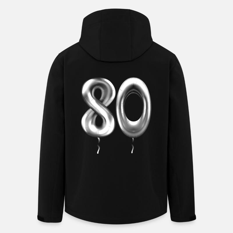 80e anniversaire ballons d’anniversaire 80 ans - Veste softshell homme en polyester recyclé Stanley/Stella - noir