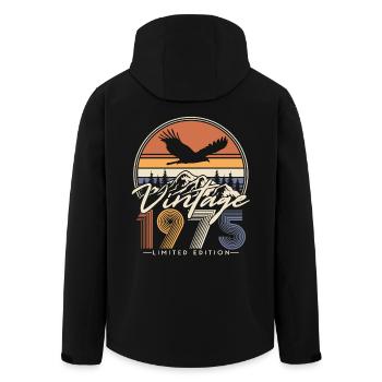 Vintage 1975 Vintage Birthday Retro Gift - Men’s Recycled Softshell Jacket by Stanley/Stella - black - Back - AI Model Male 185 light (185cm)