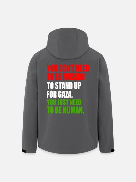 you don't need to be muslim to stand up for gaza - Stanley/Stella herre softshelljakke i genanvendt polyester - sort