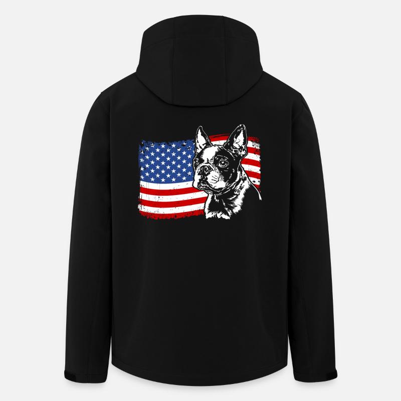 BOSTON TERRIER Amerika Fahne Hunde Hund Wilsigns - Recycelte Männer Softshell-Jacke von Stanley/Stella - Schwarz