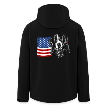 BERNER SENNENHUND Amerika Fahne Hunde Wilsigns - Recycelte Männer Softshell-Jacke von Stanley/Stella - Schwarz - Hinten - AI Model Male 185 light (185cm)