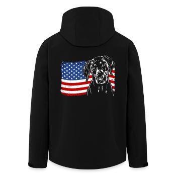 Dobermann Amerika Fahne Hunde Wilsigns - Recycelte Männer Softshell-Jacke von Stanley/Stella - Schwarz - Hinten - AI Model Male 185 light (185cm)