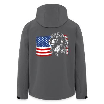 Teckel à poil long Amérique Flag Dogs Wilsigns - Veste softshell homme en polyester recyclé Stanley/Stella - noir - Dos - AI Model Male 185 light (185cm)