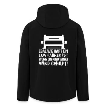 LKW FAHRER MIT HERZ - Recycelte Männer Softshell-Jacke von Stanley/Stella - Schwarz - Hinten - AI Model Male 185 light (185cm)