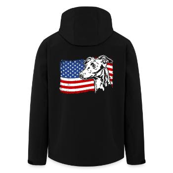 Italian Greyhound America Flag Dogs - Men’s Recycled Softshell Jacket by Stanley/Stella - black - Back - AI Model Male 185 light (185cm)