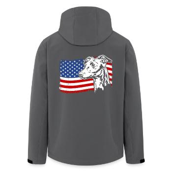 Italian Greyhound America Flag Dogs - Men’s Recycled Softshell Jacket by Stanley/Stella - anthracite - Back - AI Model Male 185 light (185cm)