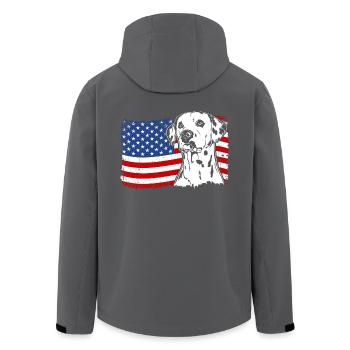 Dalmatians America Flag Dogs Wilsigns - Men’s Recycled Softshell Jacket by Stanley/Stella - black - Back - AI Model Male 185 light (185cm)