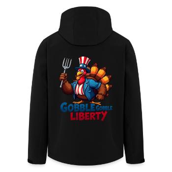 Gobble Gobble Liberty - Recycelte Männer Softshell-Jacke von Stanley/Stella - Schwarz - Hinten - AI Model Male 185 light (185cm)