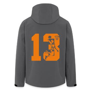NUMMER 13 BASKETBALL 13. GEBURTSTAG - Recycelte Männer Softshell-Jacke von Stanley/Stella - Schwarz - Hinten - AI Model Male 185 light (185cm)