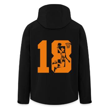 NUMMER 18 BASKETBALL 18. GEBURTSTAG - Recycelte Männer Softshell-Jacke von Stanley/Stella - Schwarz - Hinten - AI Model Male 185 light (185cm)