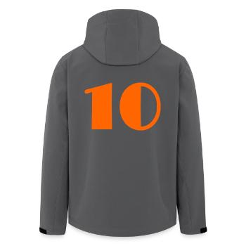10. 10 JAHRE. 10-JÄHRIGES JUBILÄUM. GEBURTSTAG 10 JAHRE. - Recycelte Männer Softshell-Jacke von Stanley/Stella - Schwarz - Hinten - AI Model Male 185 light (185cm)