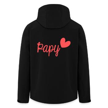 SUPER PAPY. PAPY. FÊTE DES PÈRES. BONNE FÊTE PAPY. - Veste softshell homme en polyester recyclé Stanley/Stella - noir - Dos - AI Model Male 185 light (185cm)