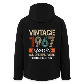 Jahrgang 1967 geboren Geburtsjahr Geburtstag Retro - Recycelte Männer Softshell-Jacke von Stanley/Stella - Schwarz - Hinten - AI Model Male 185 light (185cm)