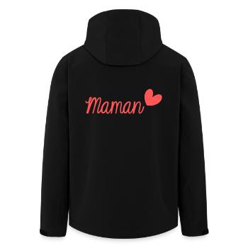 MAMAN. FÊTE DES MÈRES. BONNE FÊTE MAMAN. JE T'AIME - Veste softshell homme en polyester recyclé Stanley/Stella - noir - Dos - AI Model Male 185 light (185cm)