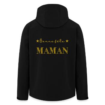 FÊTE DES MÈRES. BONNE FÊTE MAMAN. MAMAN. JE T'AIME - Veste softshell homme en polyester recyclé Stanley/Stella - noir - Dos - AI Model Male 185 light (185cm)