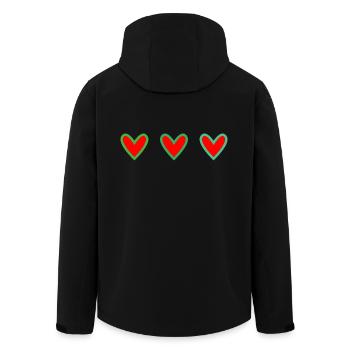 HERZ. HERZ. VALENTINSTAG. LIEBE. LIEBE - Recycelte Männer Softshell-Jacke von Stanley/Stella - Schwarz - Hinten - AI Model Male 185 light (185cm)