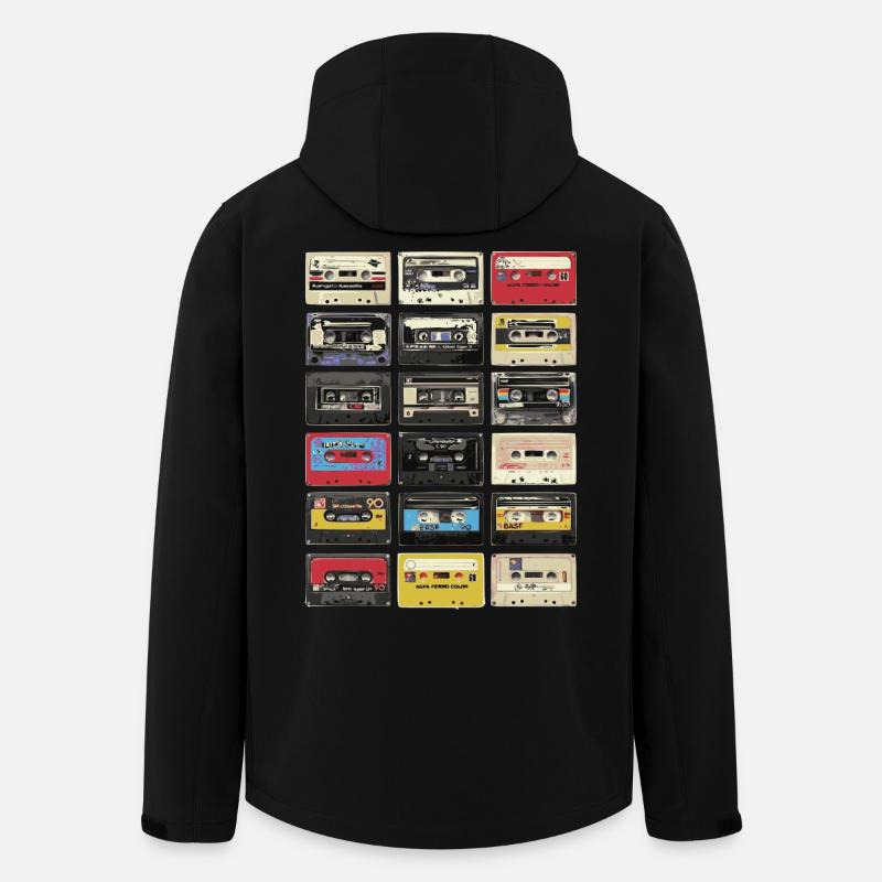 Cassettes rétro - Veste softshell homme en polyester recyclé Stanley/Stella - noir