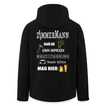 Zimmermann - Recycelte Männer Softshell-Jacke von Stanley/Stella - Schwarz - Hinten - AI Model Male 185 light (185cm)