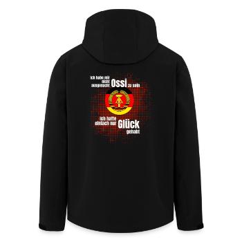 ossi ostalgie ostdeutsch spruch glück humor ironie - Recycelte Männer Softshell-Jacke von Stanley/Stella - Schwarz - Hinten - AI Model Male 185 light (185cm)