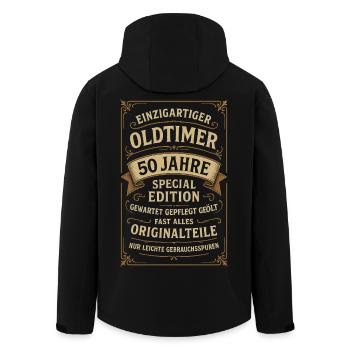 50th Birthday 50s 50th 50th 50th Anniversary Classic Car - Men’s Recycled Softshell Jacket by Stanley/Stella - black - Back - AI Model Male 185 light (185cm)