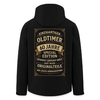 60th Birthday 60s 60th 60th Anniversary Vintage Car - Men’s Recycled Softshell Jacket by Stanley/Stella - black - Back - AI Model Male 185 light (185cm)