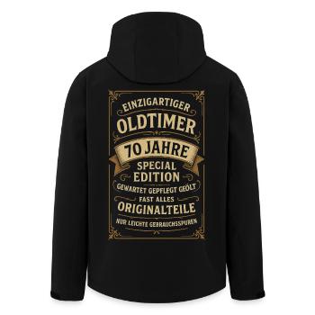 70th Birthday 70s 70th 70th Anniversary Vintage Car - Men’s Recycled Softshell Jacket by Stanley/Stella - black - Back - AI Model Male 185 light (185cm)