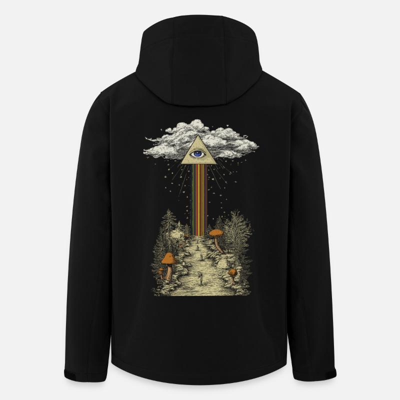 Mystischer Regenbogenstrahl im Pilzwald - Recycelte Männer Softshell-Jacke von Stanley/Stella - Schwarz