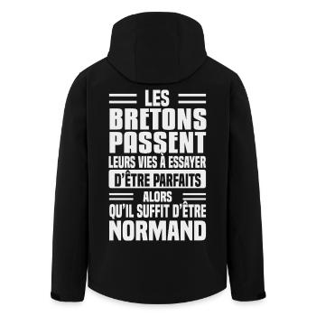 Norman humour against Breton - Men’s Recycled Softshell Jacket by Stanley/Stella - black - Back - AI Model Male 185 light (185cm)