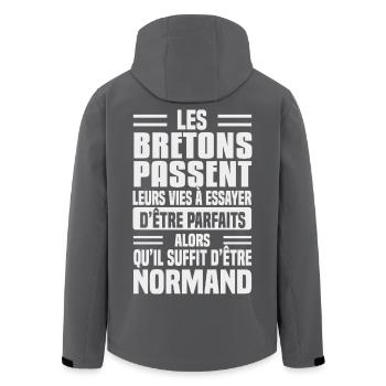 Norman humour against Breton - Men’s Recycled Softshell Jacket by Stanley/Stella - anthracite - Back - AI Model Male 185 light (185cm)