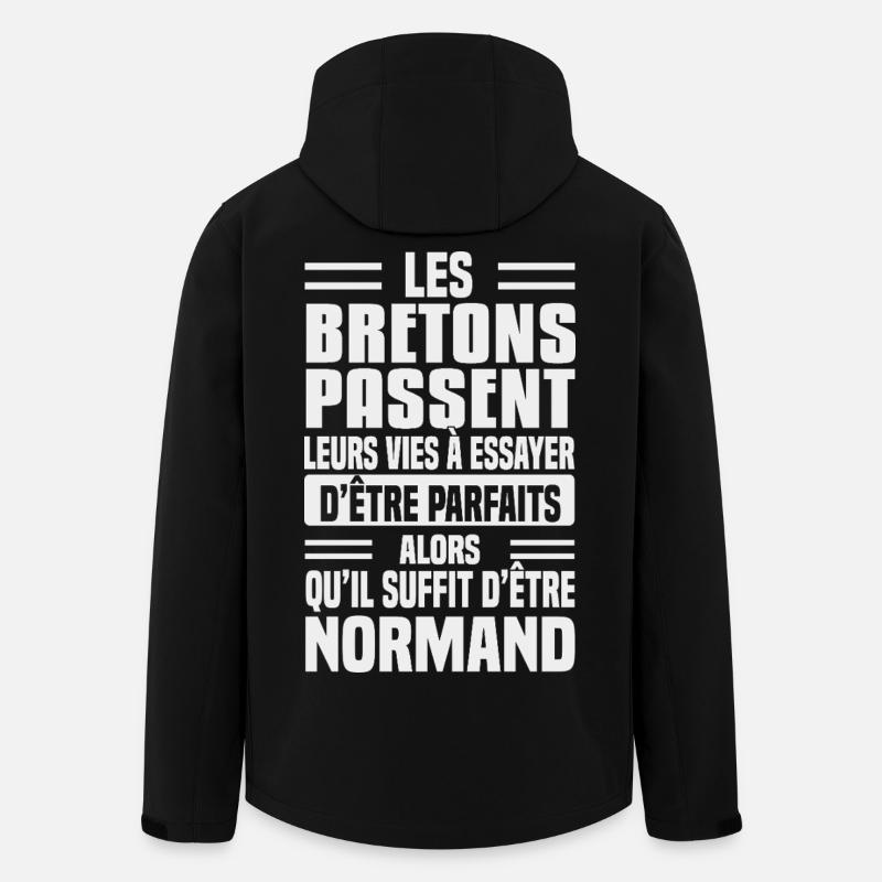 Humour Normand contre Breton - Veste softshell homme en polyester recyclé Stanley/Stella - noir