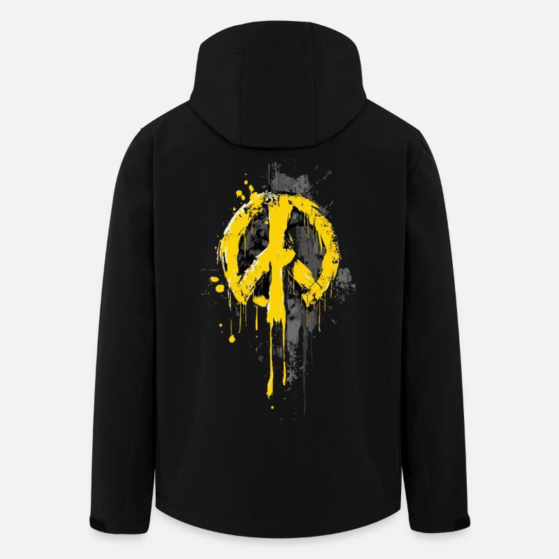 Peace Zeichen – Gelbe Street Art - Recycelte Männer Softshell-Jacke von Stanley/Stella - Schwarz