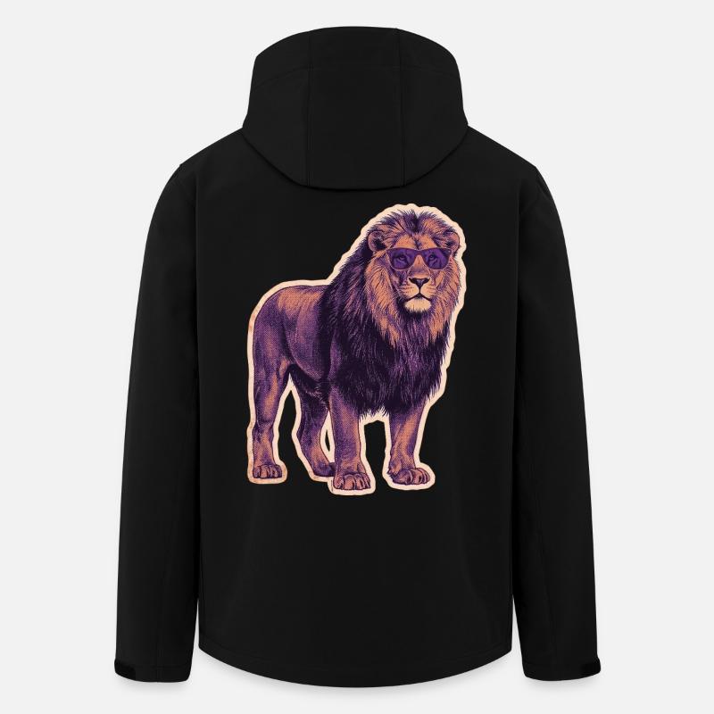 Cooler Löwe mit Sonnenbrille - Recycelte Männer Softshell-Jacke von Stanley/Stella - Schwarz
