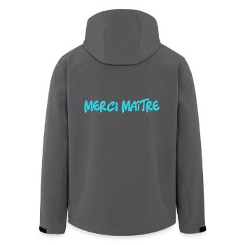 MASTER. THANK YOU. THANK YOU, MASTER. MASTER. MASTER GIFT - Men’s Recycled Softshell Jacket by Stanley/Stella - black - Back - AI Model Male 185 light (185cm)