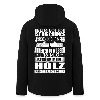 Holz / Holzfäller / Kettensäge / Förster / Baum - Recycelte Männer Softshell-Jacke von Stanley/Stella - Schwarz - Hinten - AI Model Male 185 light (185cm)