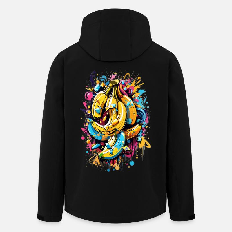 Graffiti bananer - Stanley/Stella herre softshelljakke i genanvendt polyester - sort