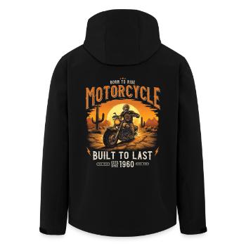 Born in 1960 Motorcycle Biker - Men’s Recycled Softshell Jacket by Stanley/Stella - black - Back - AI Model Male 185 light (185cm)
